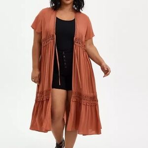 NWT Torrid‎ Terracotta Duster Length Kimono Size 4